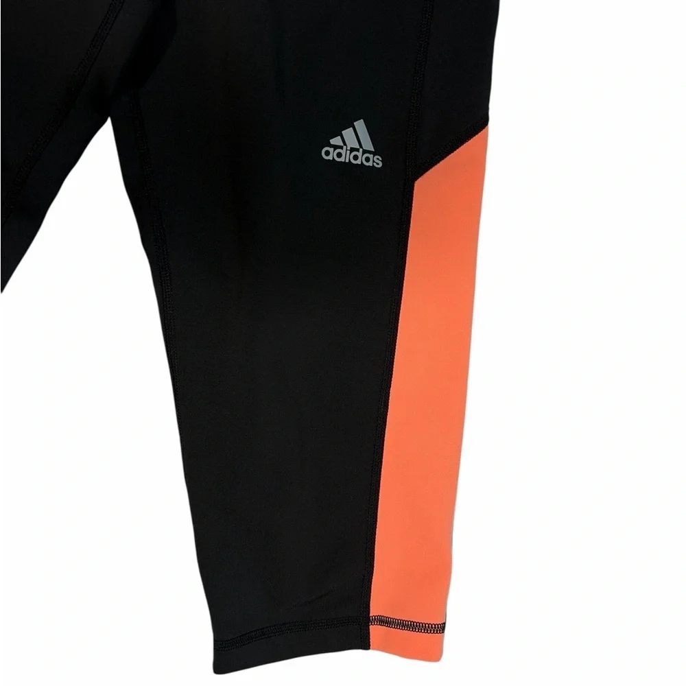 Adidas Techfit Medium Compression Black & Orange Women’s Capri Athletic Pant M